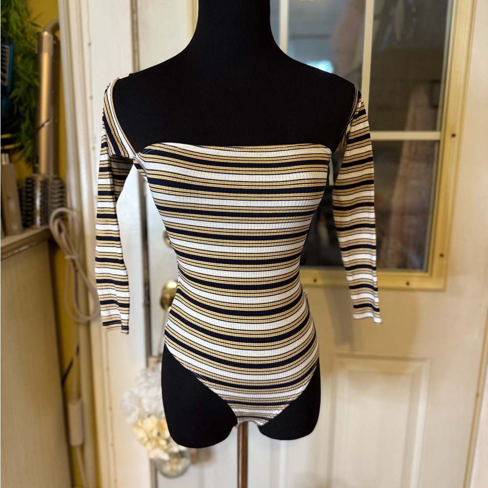Windsor Black and White Striped Bodysuit